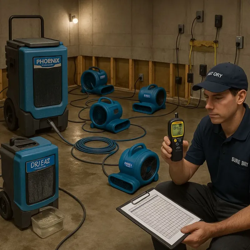 Structural Drying and Dehumidification process in La Grange, TX